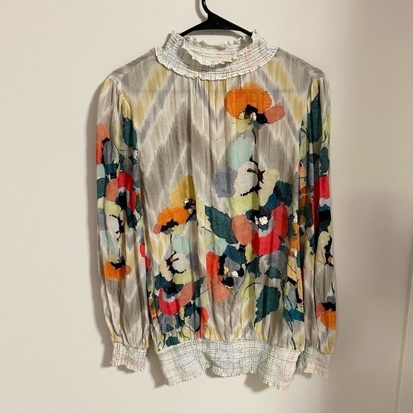 BLANK London Floral Watercolor Blouse with sequins RARE - Picture 7 of 7